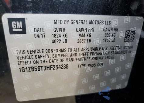 2017 Chevrolet Malibu Ls from USA, damaged, VIN 1G1ZB5ST3HF264238